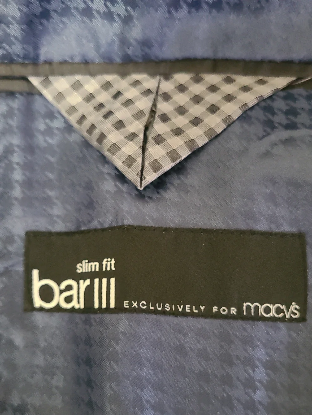 Bar III Men's‎ Slim Fit Black &Navy Sport Coat Blazer Blue Pocket Square - 42L